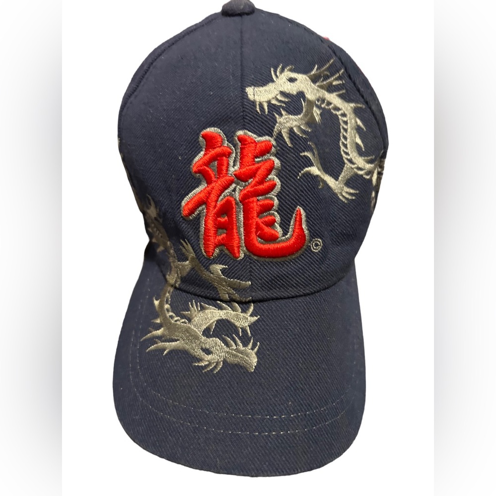 Mega USA Dragon Wool Blend Blue With Red Embroidered Baseball Hat Adjustable